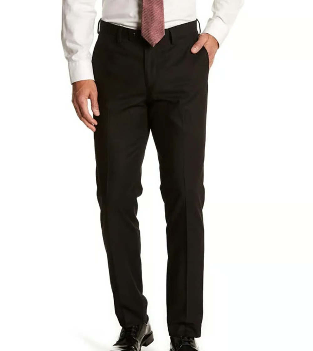 THE SAVILE ROW Men Brixton Suit Pants 36x34 Black Flat Front Slim Stretch NWOT